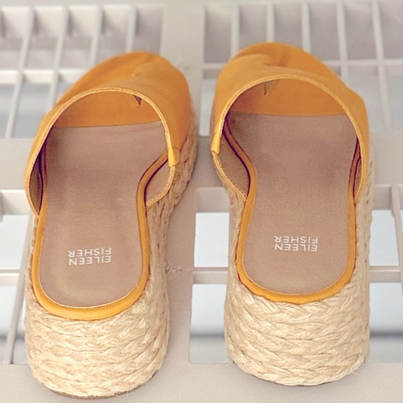 NIB Eileen Fisher Tarry Toe Loop Espadrille Wedge Slide Sandal Mango Size 9.5‎ - Picture 7 of 10